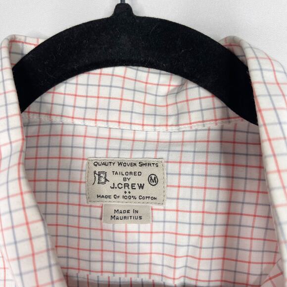 J Crew Mens Medium M Set of 2 Plaid Button Down Dress Shirts White Blue Cotton - Picture 7 of 14